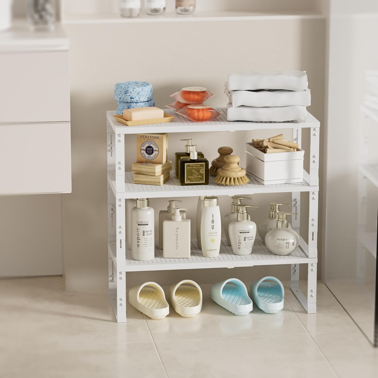 Expandable Spice Rack,Stackable Storage for Cabinet, Multi-Functional Kitchen