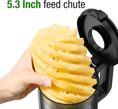 Juicer Machines, TUUMIIST Cold Press Juicer with 5.3" Extra Large Feed Chute Fit Whole Fruits &