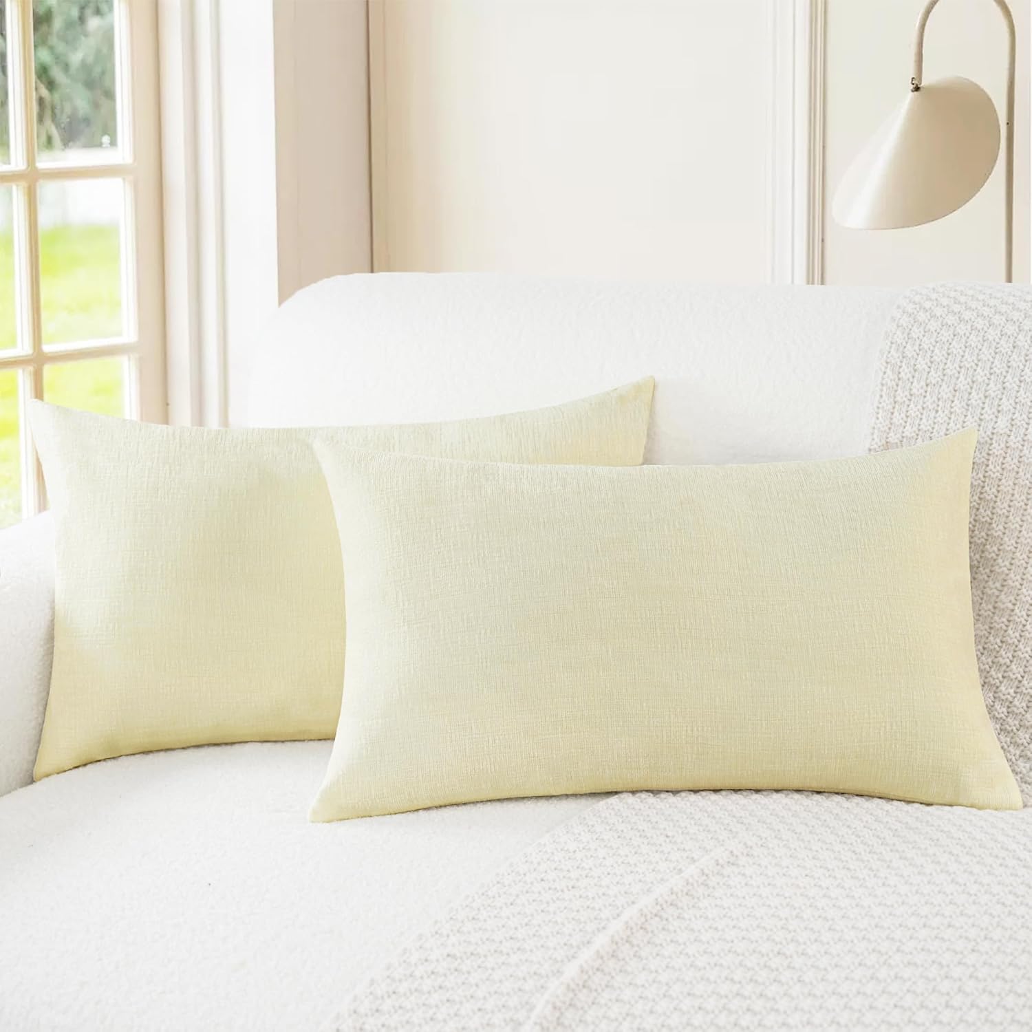 CaliTime Throw Pillow Covers Decorative 16 X 26 Inches Pack of 2 Cozy Chenille Cushion Cases for