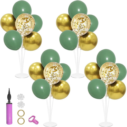 Green and Gold Balloon Stand Centerpiece Table Decorations for Birthday Woodland Baby Shower Party