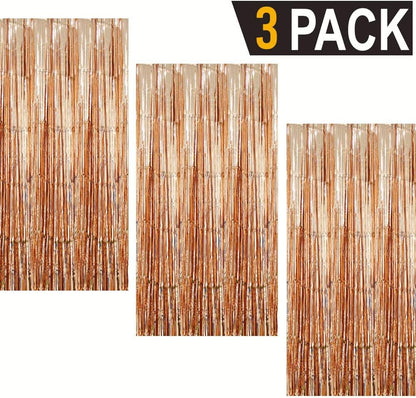 GOER 3.2 ft x 9.8 ft Metallic Tinsel Foil Fringe Curtains Party Photo Backdrop Party Streamers for
