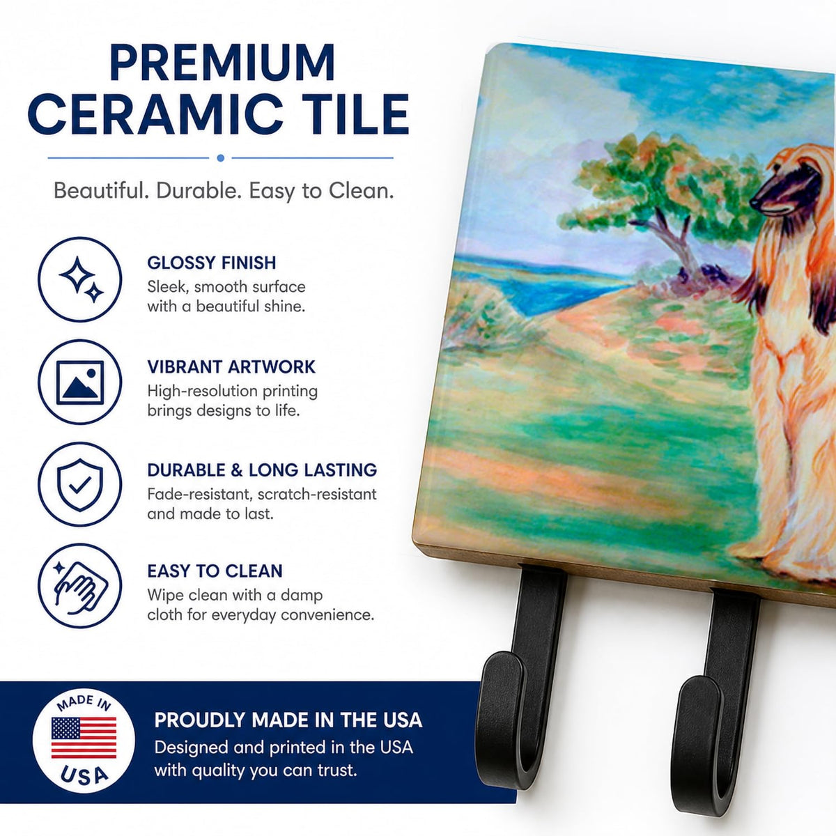 Caroline's Treasures 7138TH68 Afghan Hound Leash or Key Holder, Wall Hooks, Key Hooks Holder, Coat