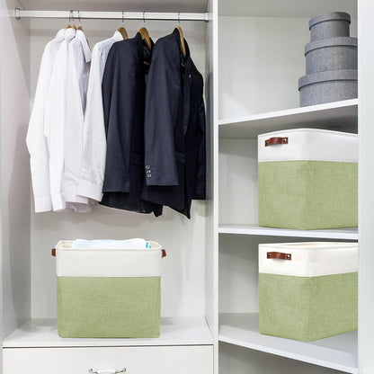 Large Fabric Storage Baskets | 50L Storage Bins, Decorative Linen Closet Baskets with Handles for