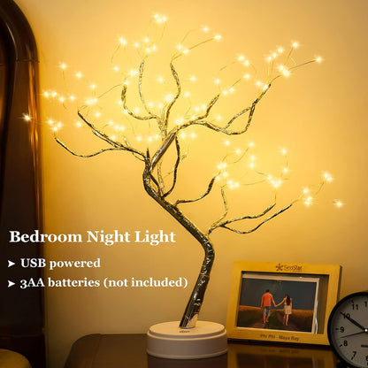 108 LED Sparkly Fairy Tree Lamp, Warm White, Remote Control, USB/Battery, 8 Modes, DIY Bonsai