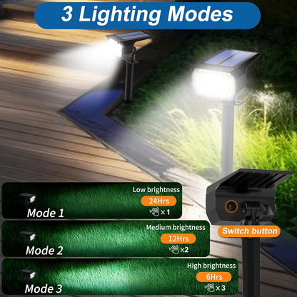 Solar Spot Lights Outdoor Waterproof IP65, 12 Pack Landscape Spotlights with 46 LEDs, 3 Modes Auto