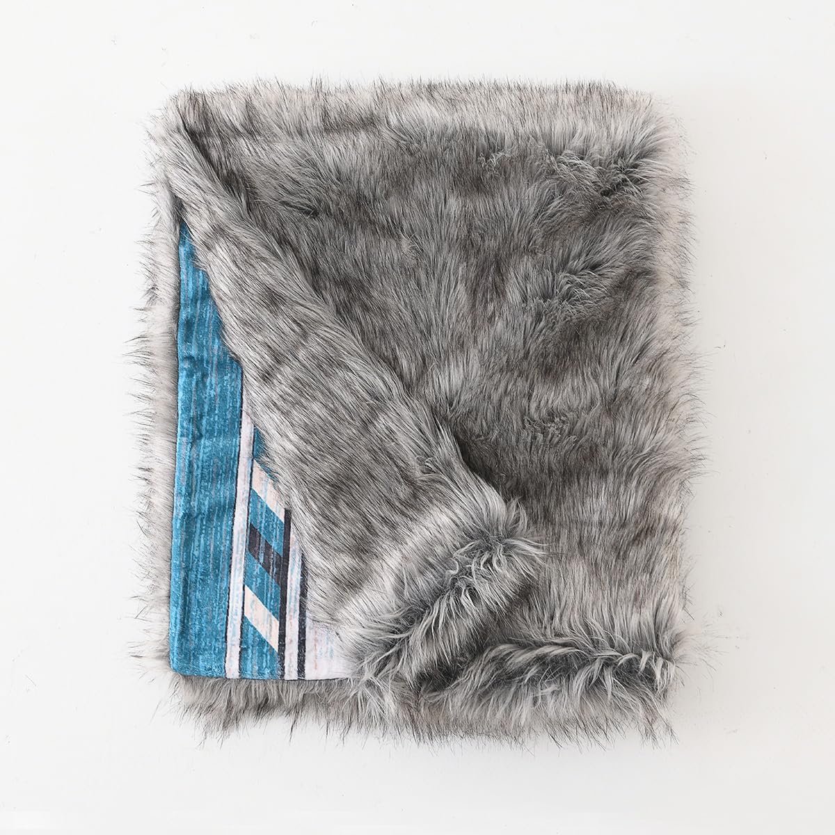 Luxury Plush Faux Fur Throw Blanket with Aztec Pattern, Super Warm, Fuzzy, Elegant, Fluffy