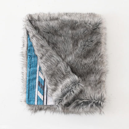 Luxury Plush Faux Fur Throw Blanket with Aztec Pattern, Super Warm, Fuzzy, Elegant, Fluffy