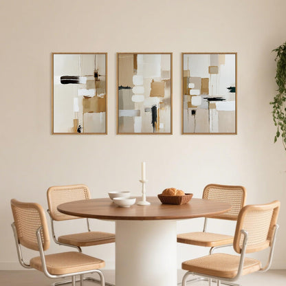 Celestdeco Large Abstract Beige Framed Canvas Wall Art Set, Neutral Textures Wall Decor, Warm