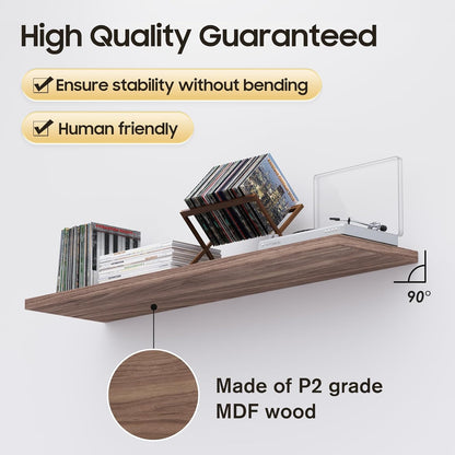 Floating Shelf, Set of 2 Wall Shelf, 24 in W x 12.75 in D x 2 in H Wooden Floating Wall Shelf with