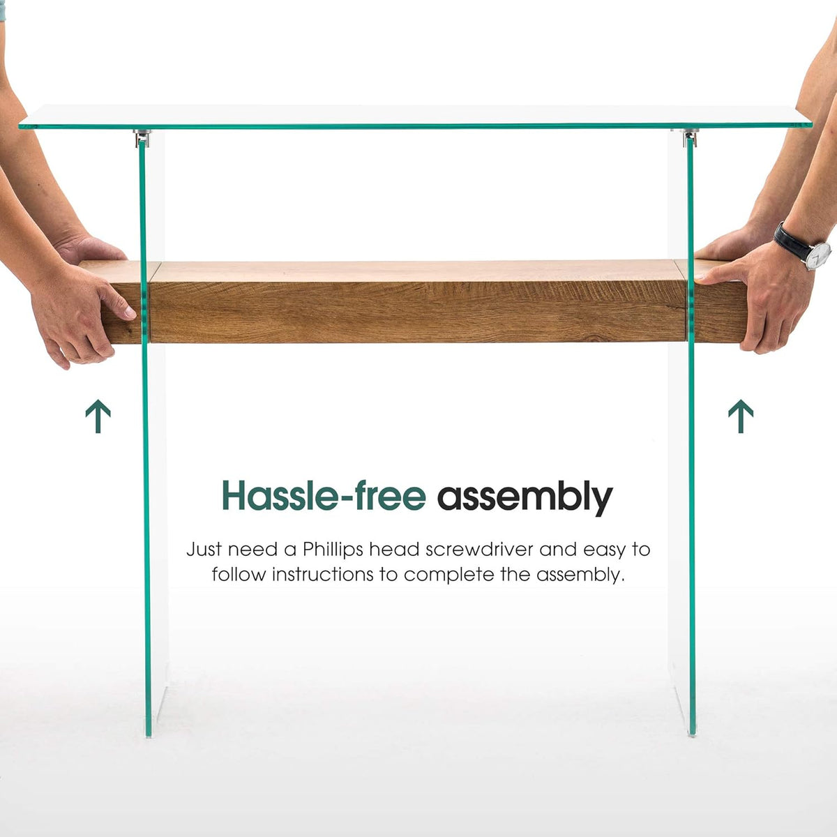 ivinta Glass Console Table with Storage, 39.4" Modern Narrow Entryway Table for Living Room