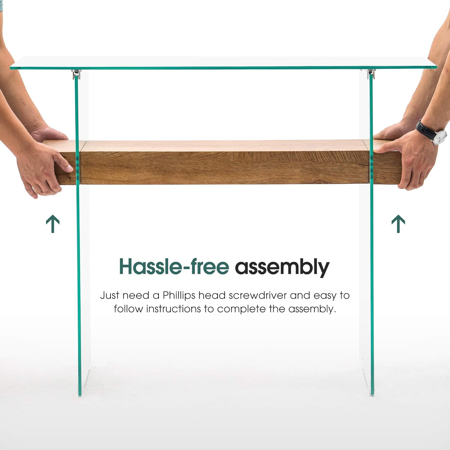 ivinta Glass Console Table with Storage, 39.4" Modern Narrow Entryway Table for Living Room