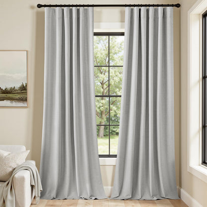 MIULEE 100% Blackout Curtains 84 Inch Long 2 Panels Set for Bedroom, Thick Luxury Faux Linen Black