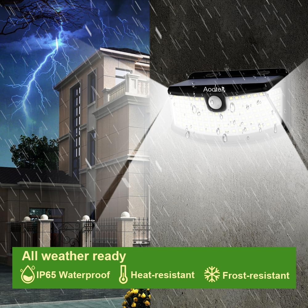Aootek New Solar Motion Sensor Lights 120 LEDs with Lights Reflector,270° Wide Angle, IP65