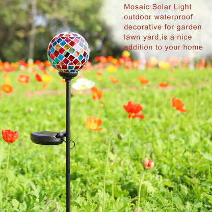 VCUTEKA Solar Garden Lights - Mosaic Solar Lights Outdoor Decor Pathway Light Waterpoof LED Stake