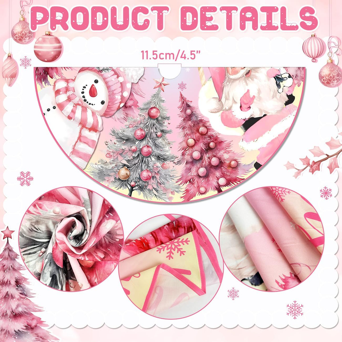 Pink Christmas Tree Skirt 48 Inch Pink Christmas Decorations Merry Christmas Santa Snowman Tree