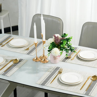 Placemats Set of 12，Non-Slip PVC Weave Table Mats Easy to Clean，Heat Resistant Place Mats for