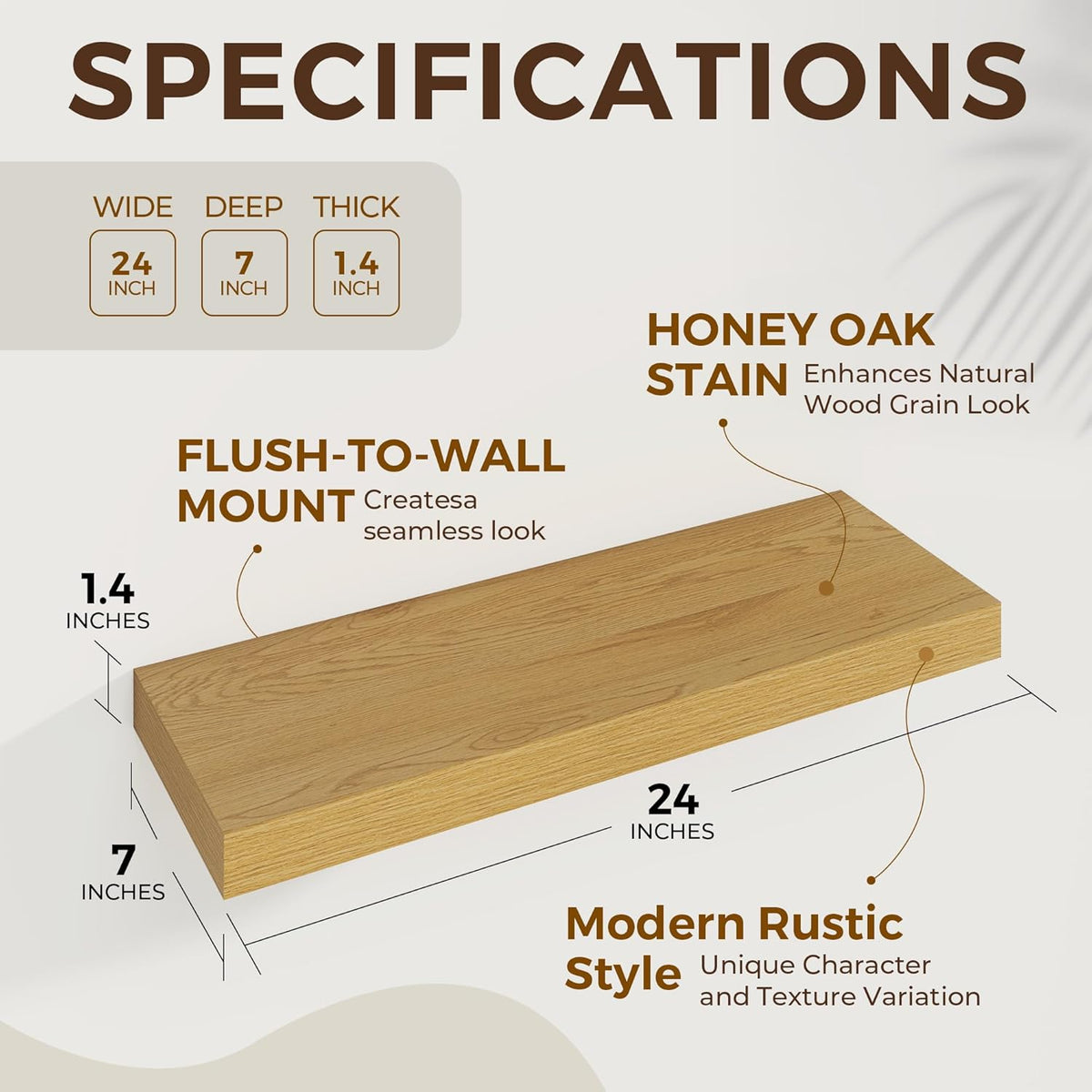 24 inch Floating Shelves Long Floating Shelves for Wall Large Wall Mounted Shelves with Invisible
