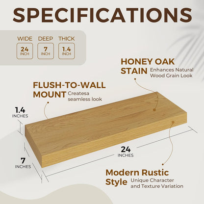 24 inch Floating Shelves Long Floating Shelves for Wall Large Wall Mounted Shelves with Invisible