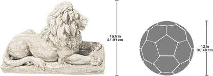 Design Toscano Lyndhurst Manor Lion Sentinel Outdoor Garden Statue, 27 Inch, Resin, Antique Stone