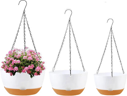 8/10/12 inch Hanging Planters for Indoor Outdoor Plants with Self-Watering Pots, 3 Pack Plastic
