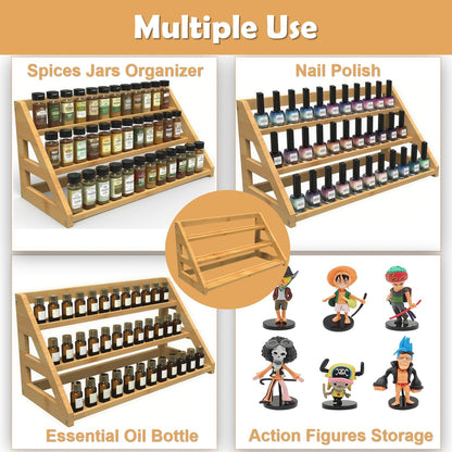 Spice Rack Organizer for Spice Jars: Large Bamboo 3-Tiered Seasoning Rack for Countertop, Kitchen