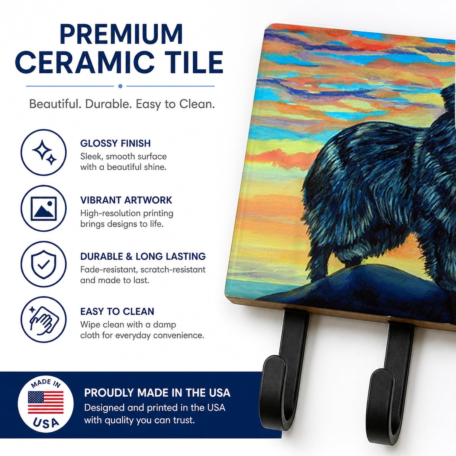 Caroline's Treasures 7518TH68 Newfoundland Leash or Key Holder, Wall Hooks, Key Hooks Holder, Coat