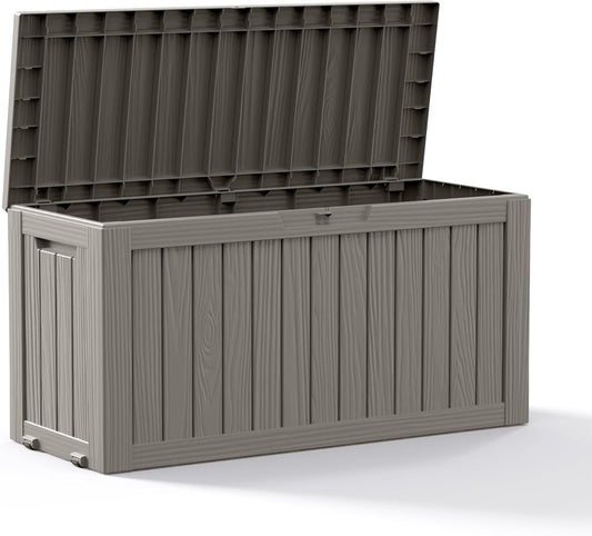 DRATO 75 Gallon Deck Box, Waterproof Resin Large Outdoor Storgae Box for Patio Furniture, Patio
