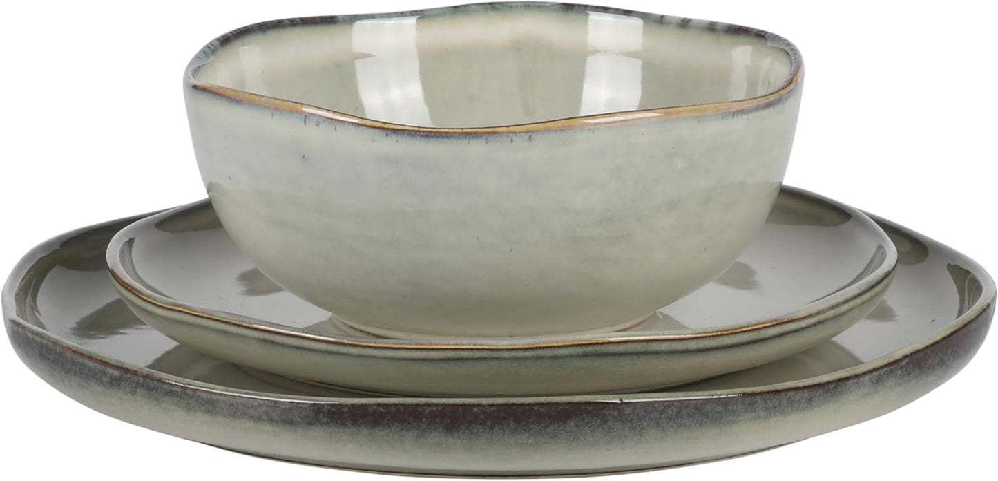 Gibson Elite Nardini 12 Piece (Service for 4) Plates and Bowls Reactive Glaze Dishes Stoneware