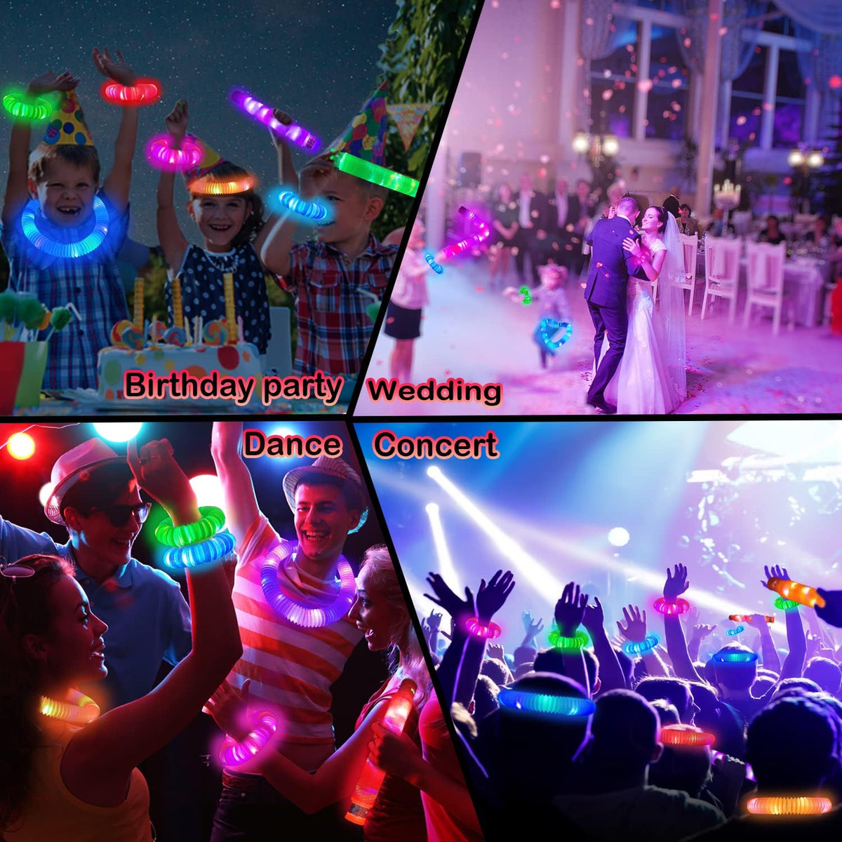 24 PCS Light Up Party Favors Supplies for Kids 4-8-12,Bulk Glow Sticks Bracelet Necklace