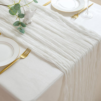 Sioloc Ivory White Cream Cheesecloth Table Runner Fall Autumn Decor for Home 10ft Table Cloth for