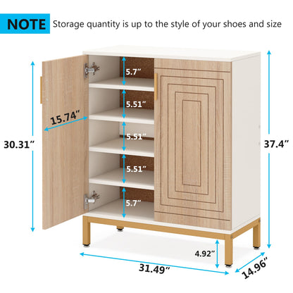 Tribesigns Shoe Cabinet with Doors, 20 Pairs Entryway Shoe Storage Cabinet with Shelves, 5-Tier