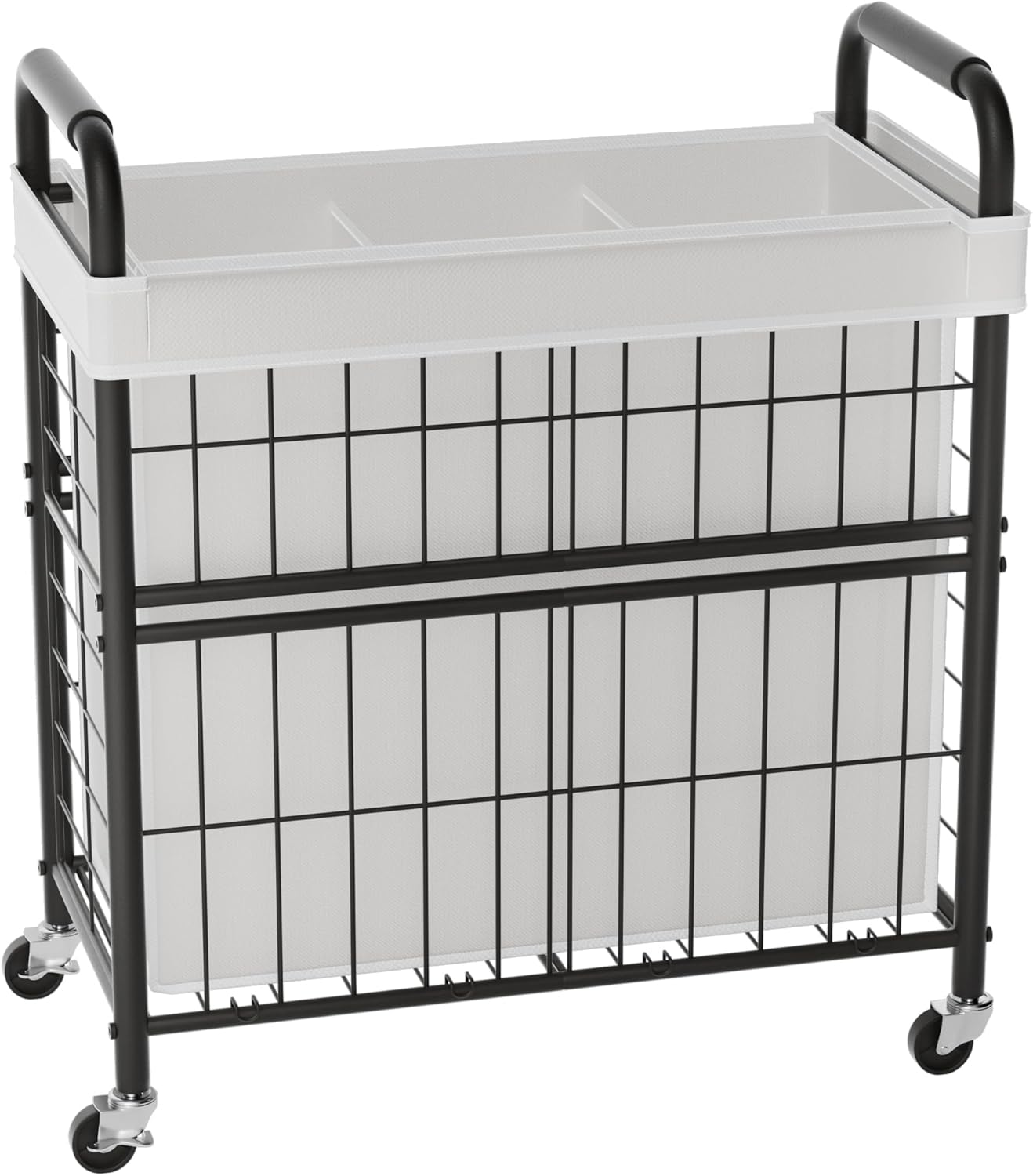 Laundry Hamper 3 Section, 145L Rolling Laundry Sorter Basket with Wheels, 3 Compartment Clothes