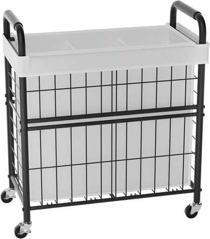 Laundry Hamper 3 Section, 145L Rolling Laundry Sorter Basket with Wheels, 3 Compartment Clothes