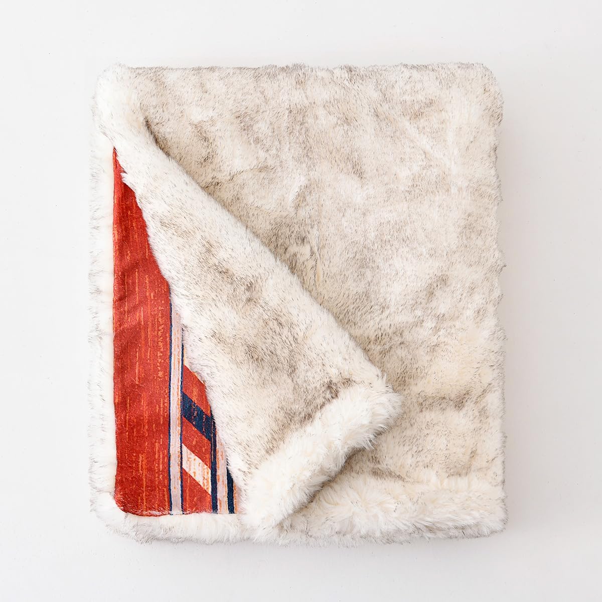 Luxury Plush Faux Fur Throw Blanket with Aztec Pattern, Super Warm, Fuzzy, Elegant, Fluffy