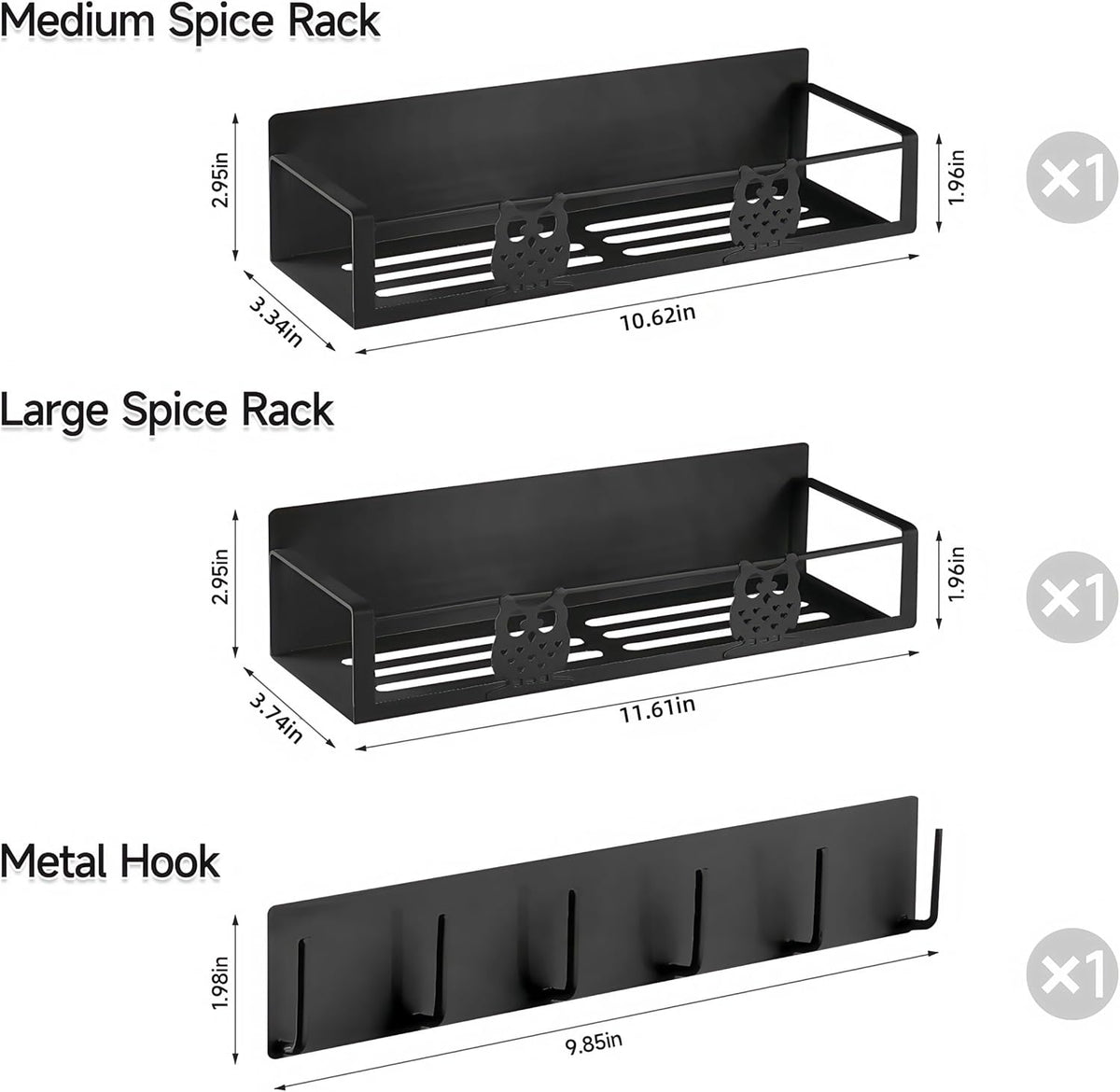 3 Pack Moveable No Drilling Heavy Magnet Spice Rack for Refrigerator Organizers and Storage,Space