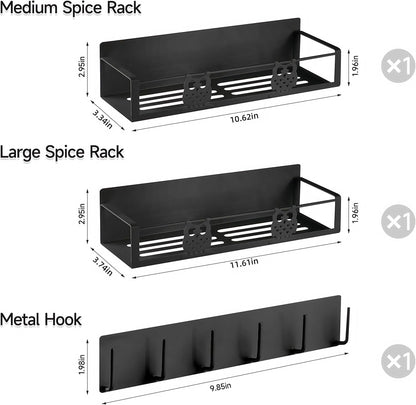 3 Pack Moveable No Drilling Heavy Magnet Spice Rack for Refrigerator Organizers and Storage,Space