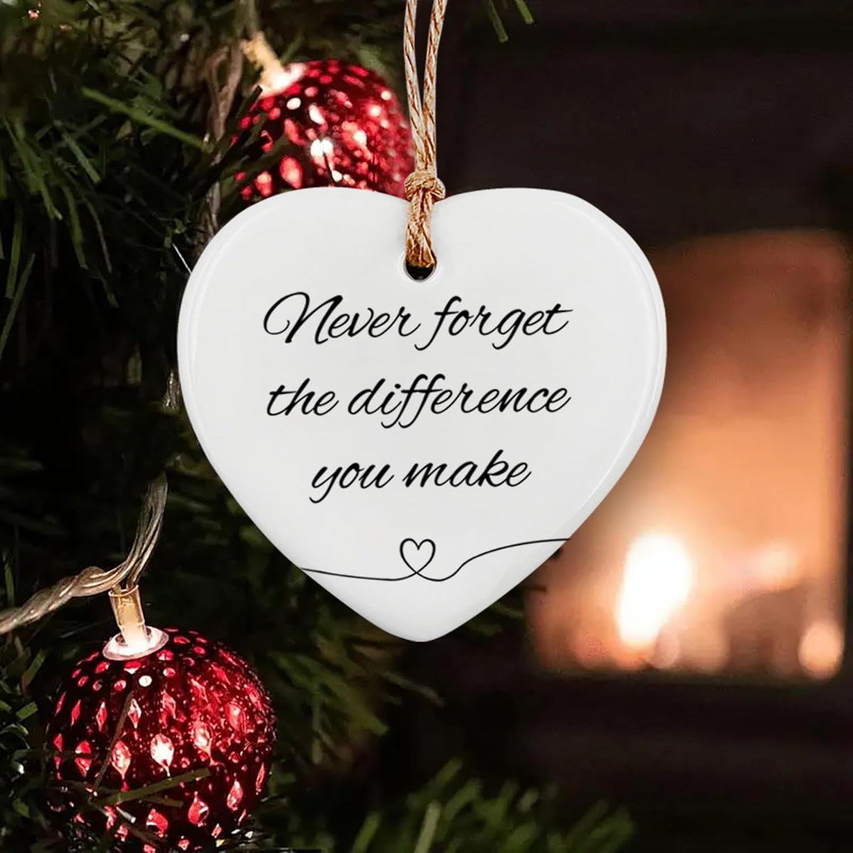 Thank You Gifts for Women Men - Never Forget The Difference You Make Ceramic Ornament Keepsake