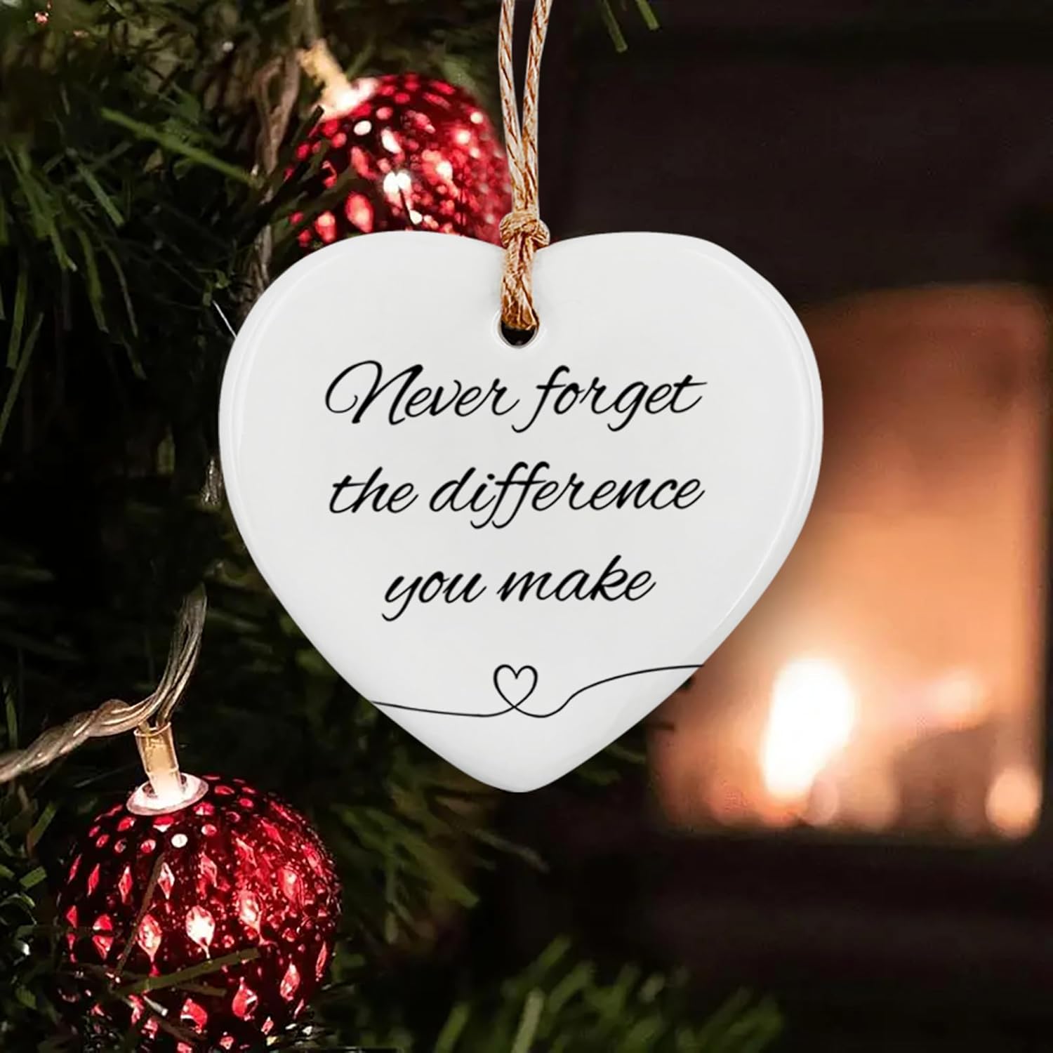 Thank You Gifts for Women Men - Never Forget The Difference You Make Ceramic Ornament Keepsake