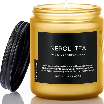 M&SENSE Neroli Tea Scented Candle, 7.05oz 50 Hours Long Lasting Burn 2 Wick Non Toxic Natural Soy