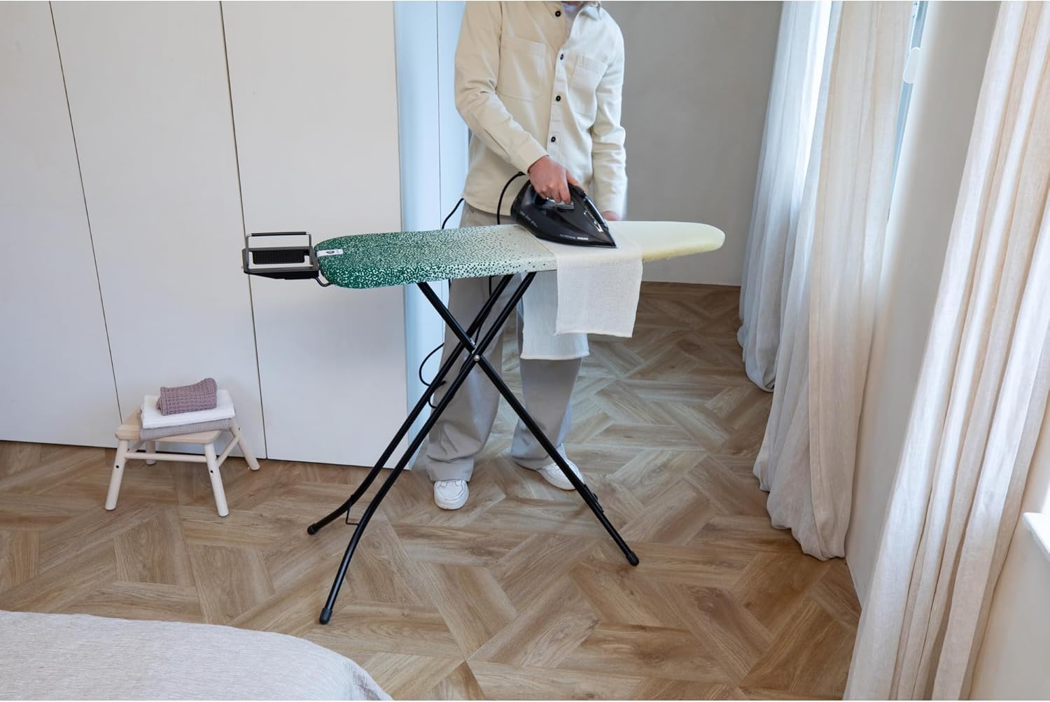 Brabantia Size A Compact Small Ironing Board (43x12 in) 7 Height Options, Adjustable Steam Iron