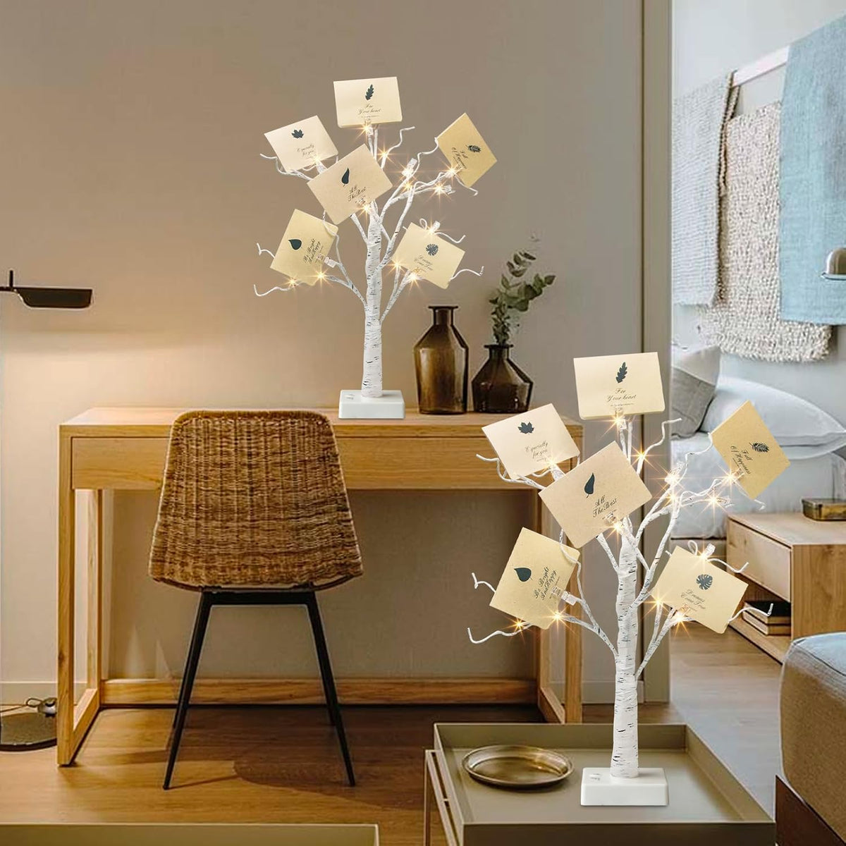 EAMBRITE Money Tree Gift Holder, Gift Card Tree 2FT 24LED, Lighted Birch Trees Battery/USB Powered
