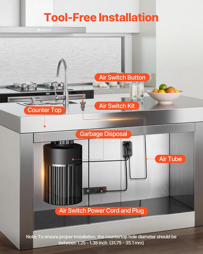 VEVOR Garbage Disposal Air Switch Kit, Dual Outlet Sink Top Air Switch for Food Waste Disposal