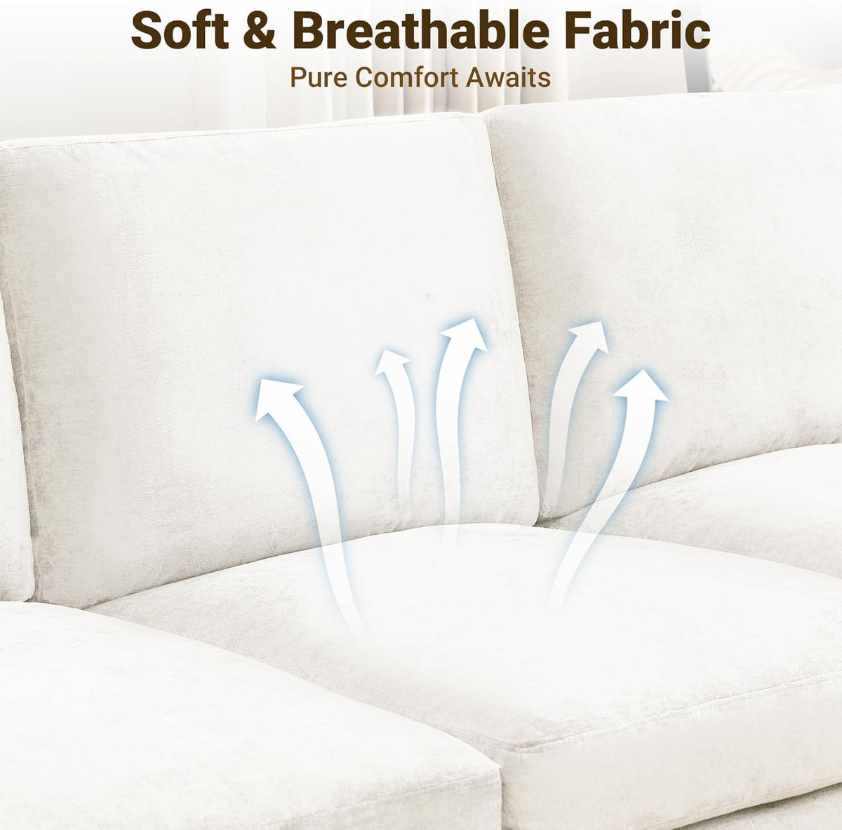 Tbfit U Shaped Couch 8 Seat, Sectional Sofa for Living Room,Chenille Cloud Couch with Ottoman, Beige