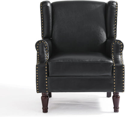 UIXE Faux Leather High Back Accent Chairs Set of 2, Upholstered Armchair for Living Room, Retro
