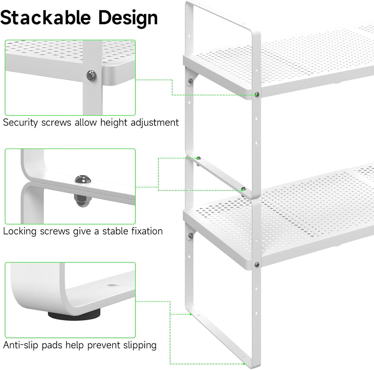 Expandable Cabinet Storage Shelf Stackable Organizer Rack for Kitchen Bathroom Pantry Spice