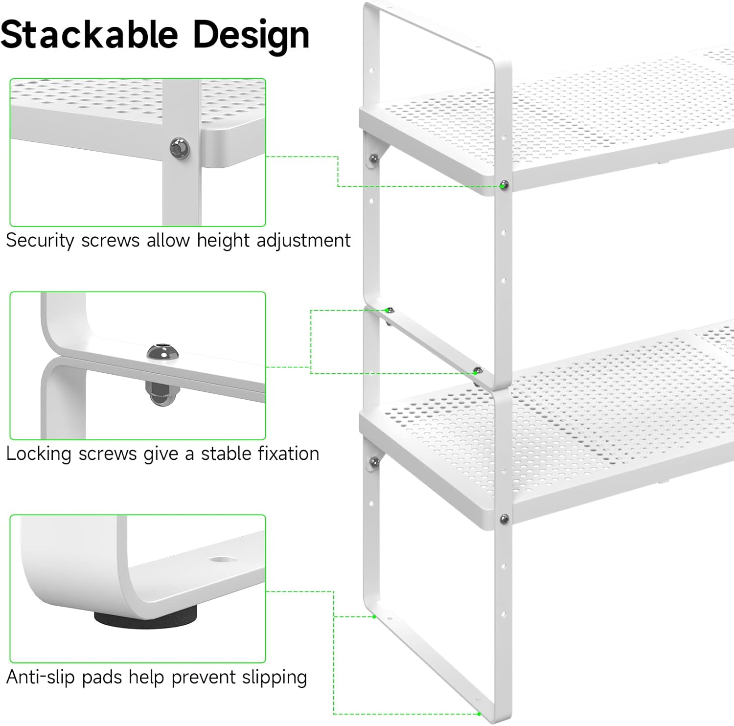 Expandable Cabinet Storage Shelf Stackable Organizer Rack for Kitchen Bathroom Pantry Spice