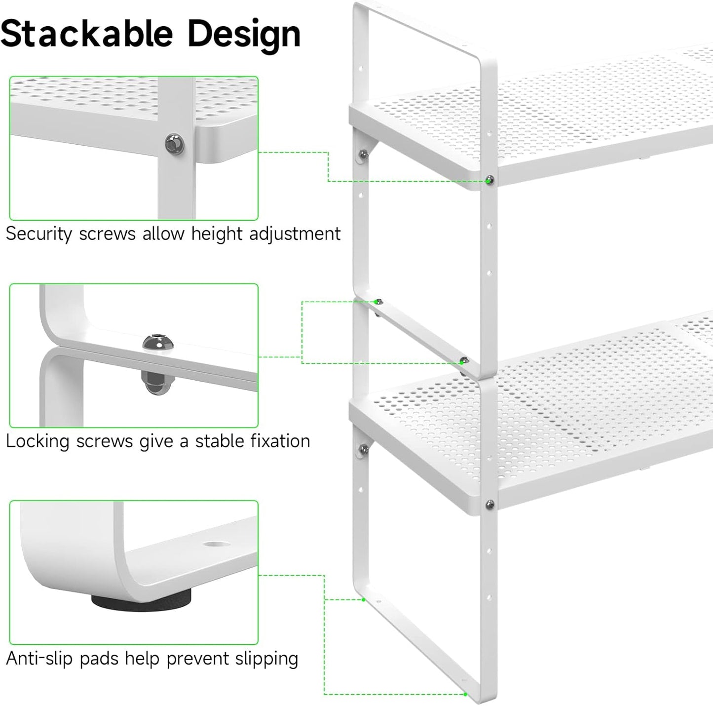 Expandable Cabinet Storage Shelf Stackable Organizer Rack for Kitchen Bathroom Pantry Spice