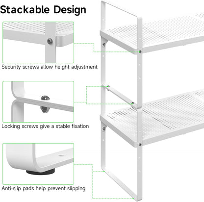 Expandable Cabinet Storage Shelf Stackable Organizer Rack for Kitchen Bathroom Pantry Spice