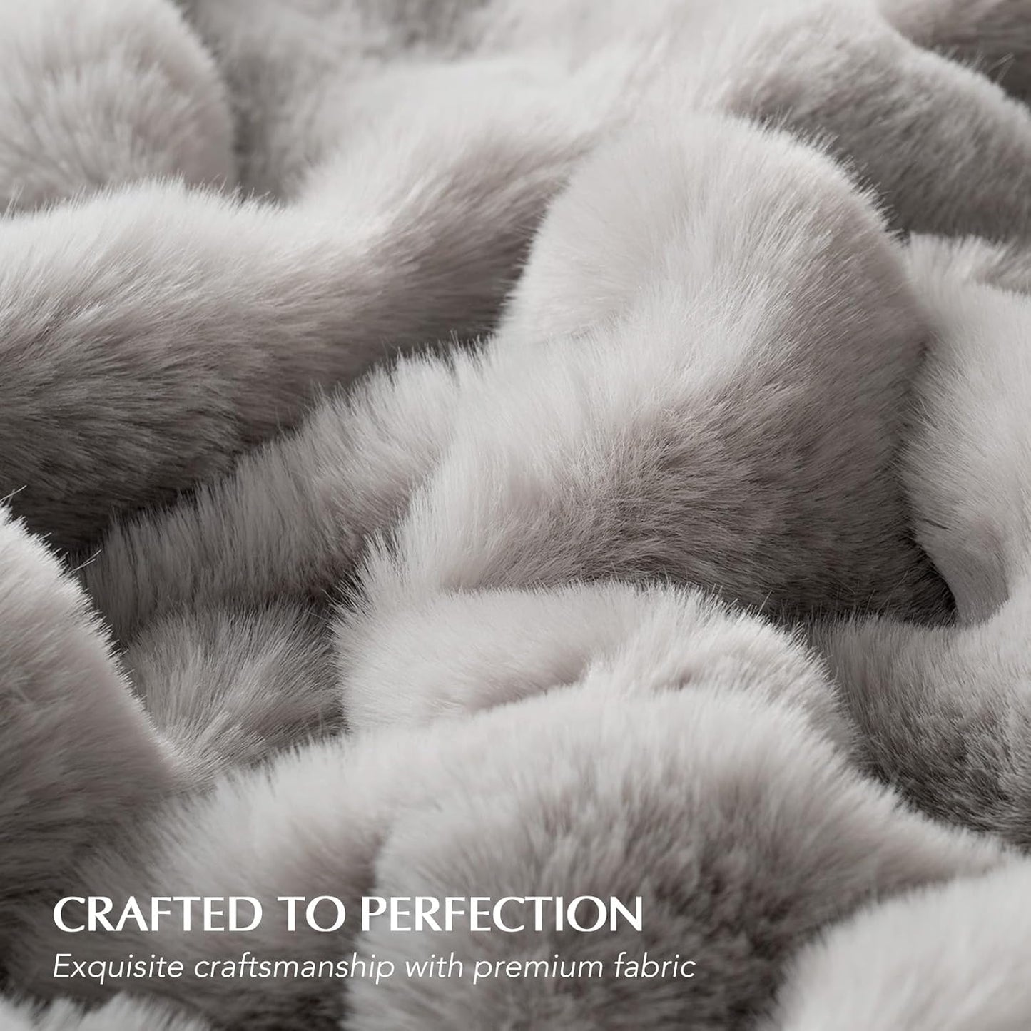 EVERGRACE Ultra Soft Luxury Fluffy Ridgeline Faux Rabbit Fur Throw Blanket, Thick Warm Bubble Throw
