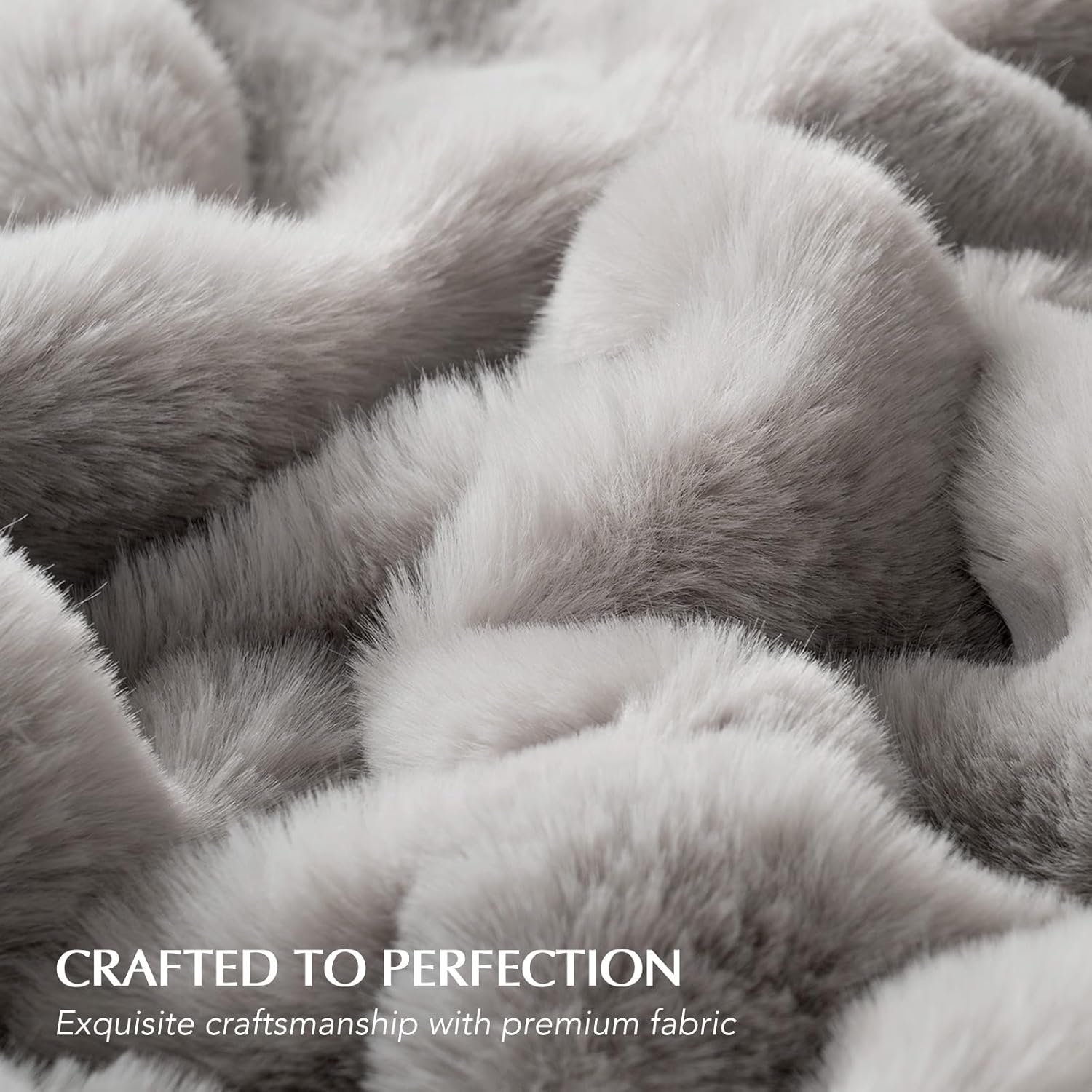 EVERGRACE Ultra Soft Luxury Fluffy Ridgeline Faux Rabbit Fur Throw Blanket, Thick Warm Bubble Throw